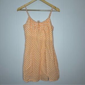Lush Orange Floral Spaghetti Strap Sleeveless Coastal Cowgirl Mini Dress Sz M